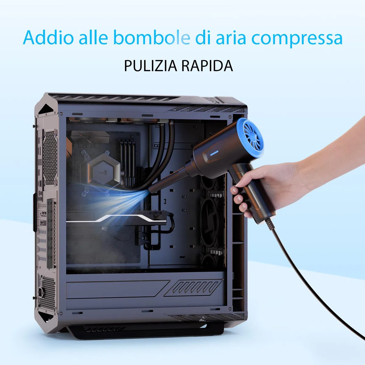 Soffiatore ad Aria Compressa - 5.74 oz Aria Compressa Spray - Aria Compressa Elettrico a 2 Velocità con per la Pulizia del PC - Divano - Tastiera - Auto