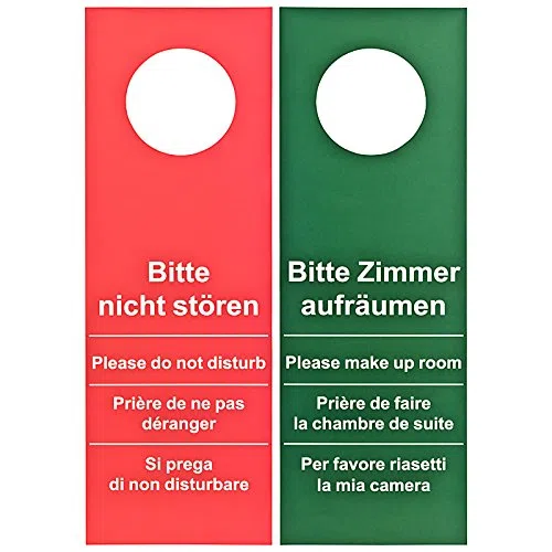 100 pezzi porta segno hotel si prega di non disturbare – Zimmer aufraeumen Rosso/Verde (Versione Grande – 28 cm di lunghezza)