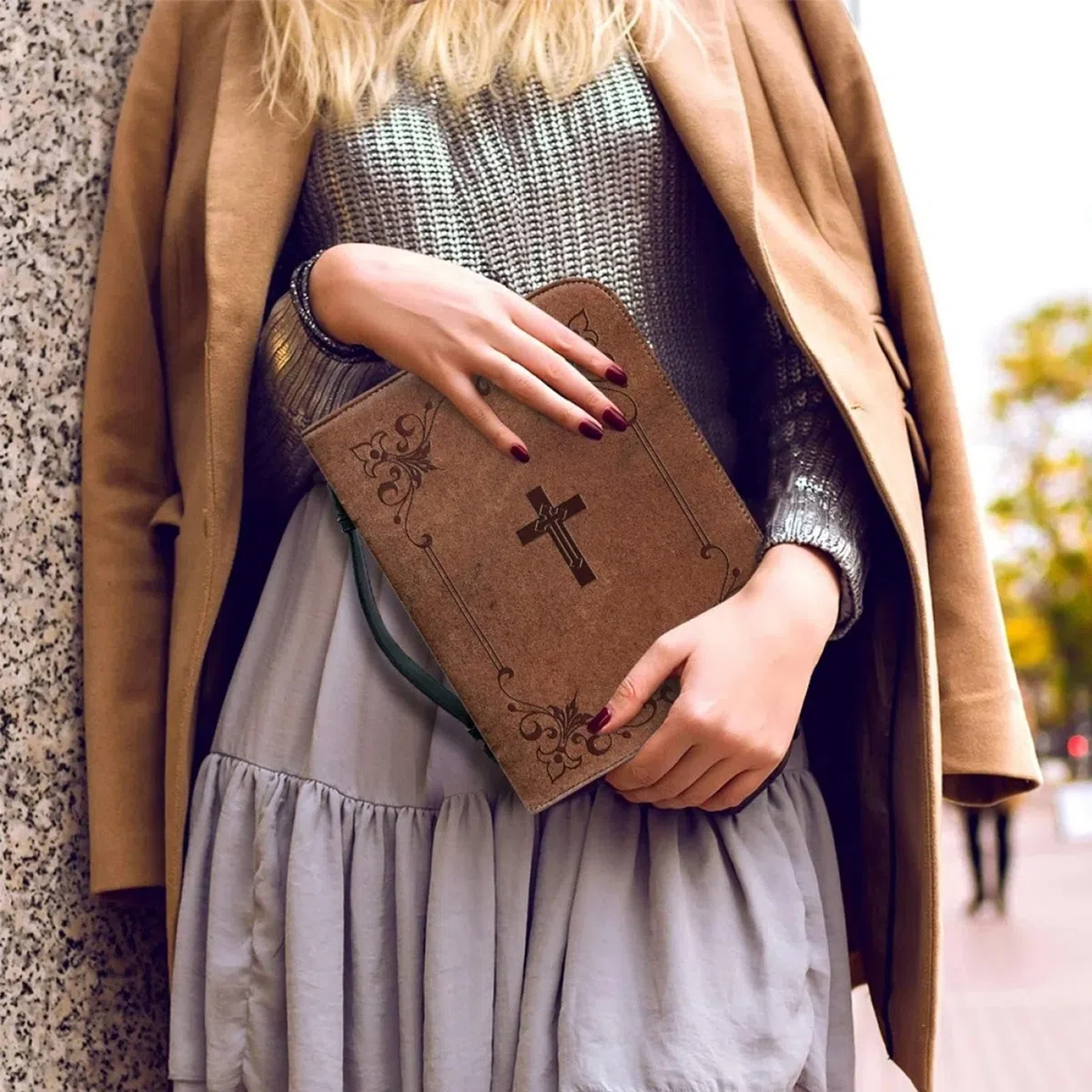 Custodia per Bibbia, Custodia per Bibbia Grande in Pelle con Cerniera, Custodia per Bibbia Vintage, Custodia per Bibbia con Maniglia, Custodia per Libro in PU per Bibbia, Custodia per Libri Borsa da C