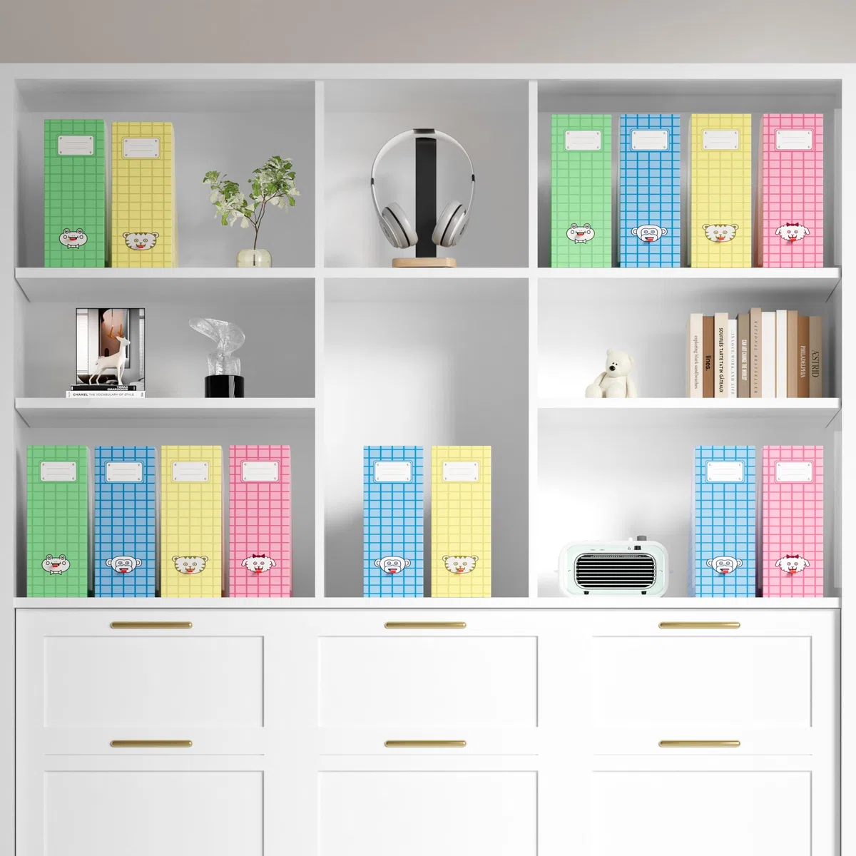 JiaWei Portariviste 4 Pezzi, Fondo Robusto, Realizzato in Cartone Extra Robusto da 2150 g/m², Larghezza 10,5 cm, A4 Cartella stand-up, per casa, ufficio e scuola - Multicolore
