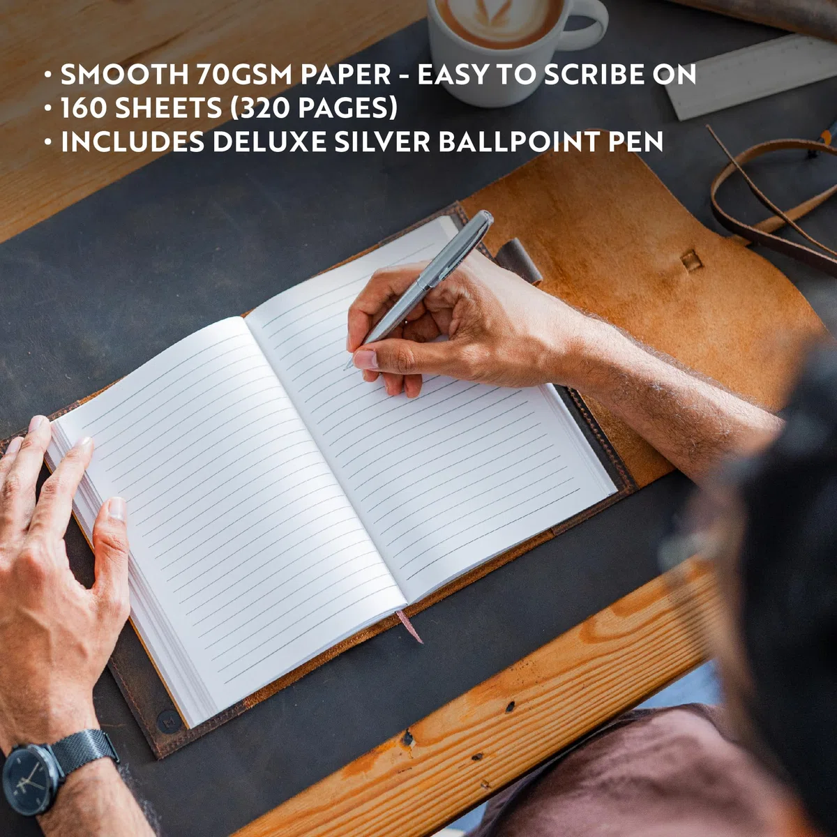 moonster Quaderno Appunti Ricaricabile in Pelle, Block Notes da Donna e Uomo, Blocco Appunti in Pelle con Penna e Fogli a Righe, Quaderno A5, Quaderno di Viaggio, Taccuino Vintage