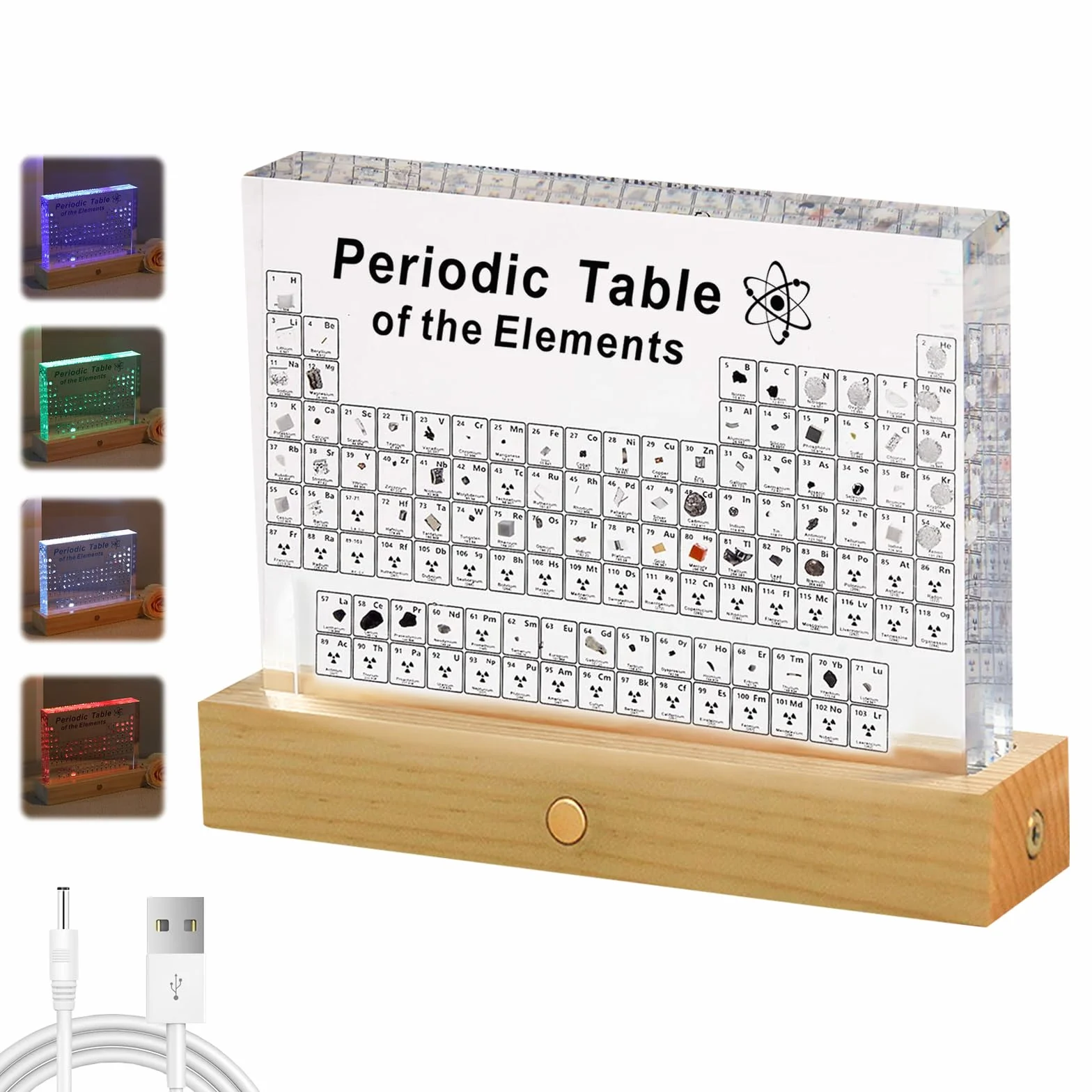 IGTOPS Tavola Periodica con Elementi&Portalampada a LED, Tabella Periodica in Acrilico di 83 Elementi, Elementi Chimici, studio, tavola periodica, display regalo, 160 * 120 * 27mm