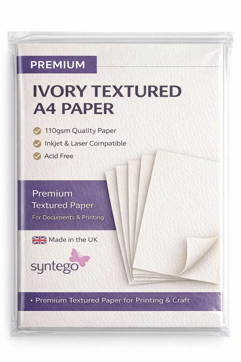 100 fogli di carta ruvida color avorio, 120 g/mq, formato A4, adatti per stampanti laser e a getto d’inchiostro