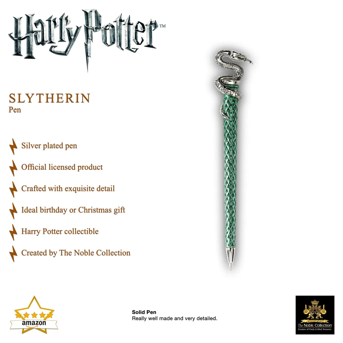 The Noble Collection Penna Serpeverde placcata argento