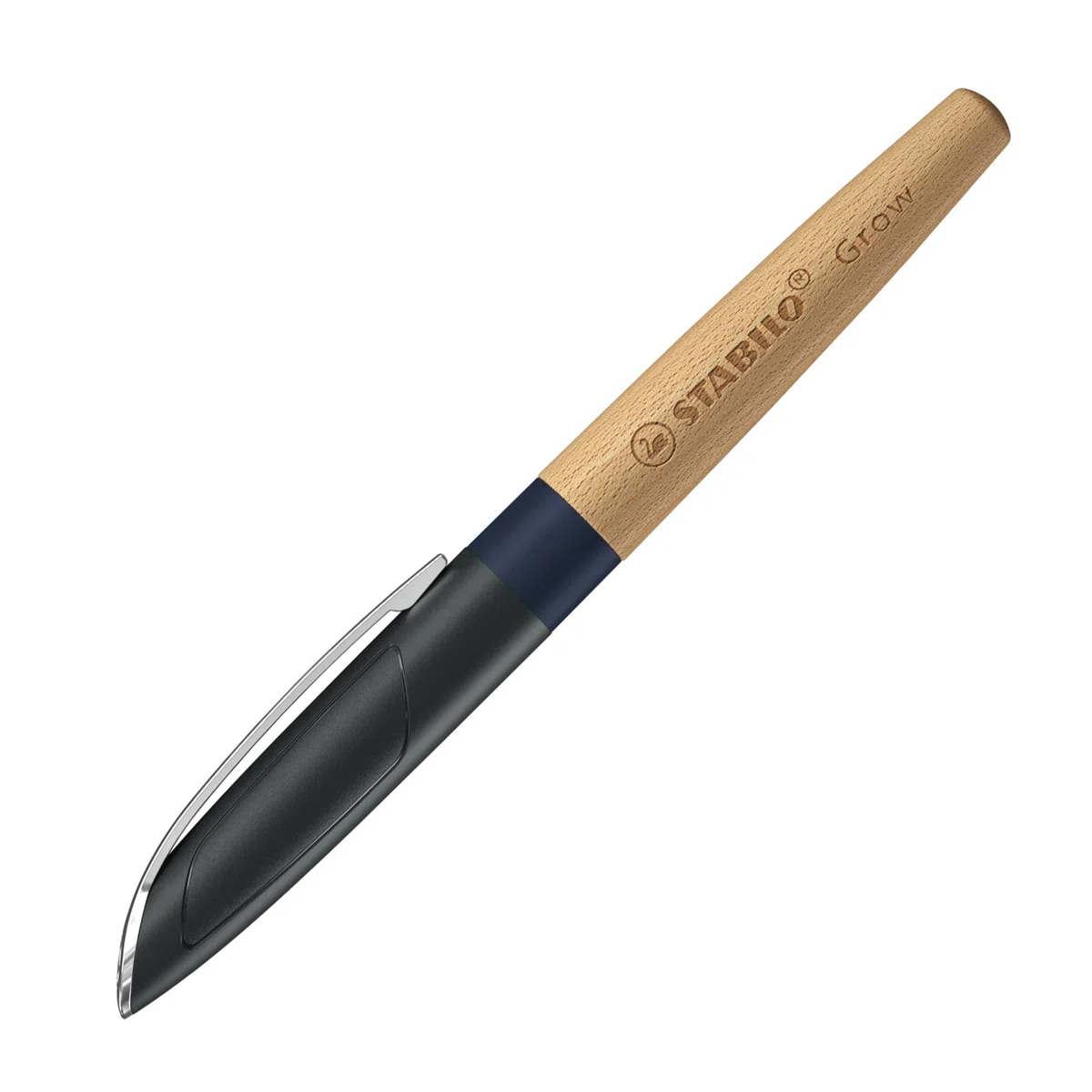 STABILO Grow - Penna Stilografica Ecosostenibile - CO2 neutral - in Blu Mirtillo/Faggio - Cartuccia inclusa