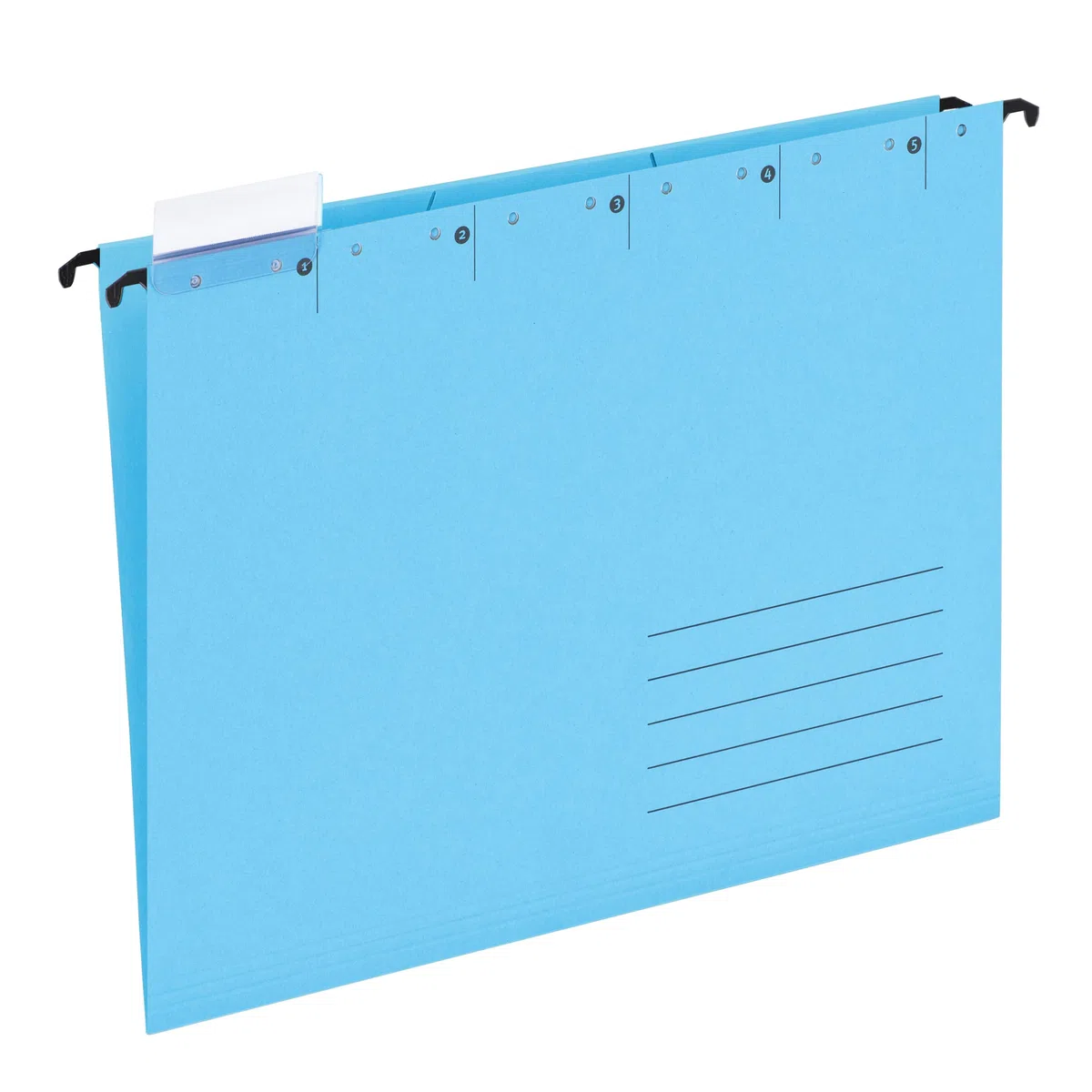 25 cartelle sospese blu per formato A4, cartelline sospese, aperte lateralmente, con cavalieri a tutto schermo
