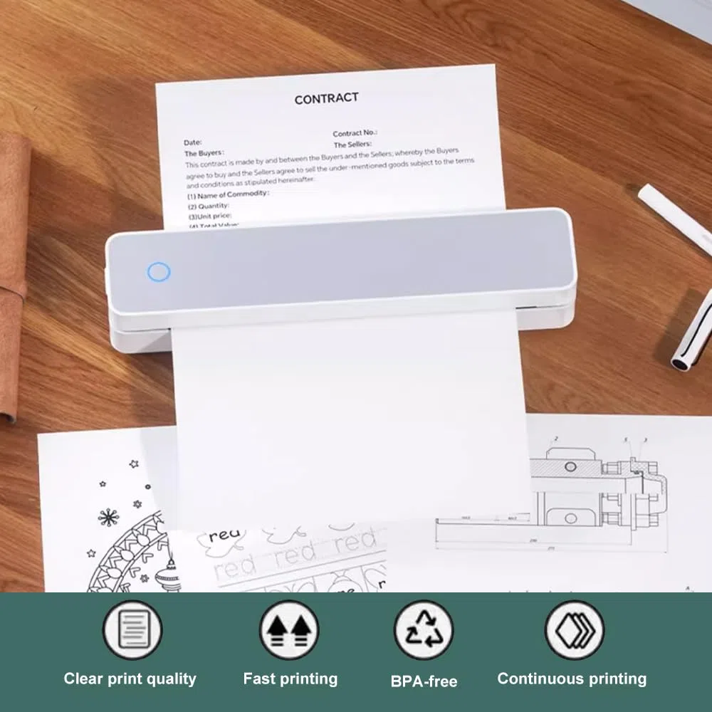 200 Fogli Carta Termica A4 Compatibile con Stampante Termica Portatile M08F/M832/Q302/M834, Carta Termica Ad Asciugatura Rapida Carta Termica Pieghevole A4 per Stampante Senza Bpa per Documenti