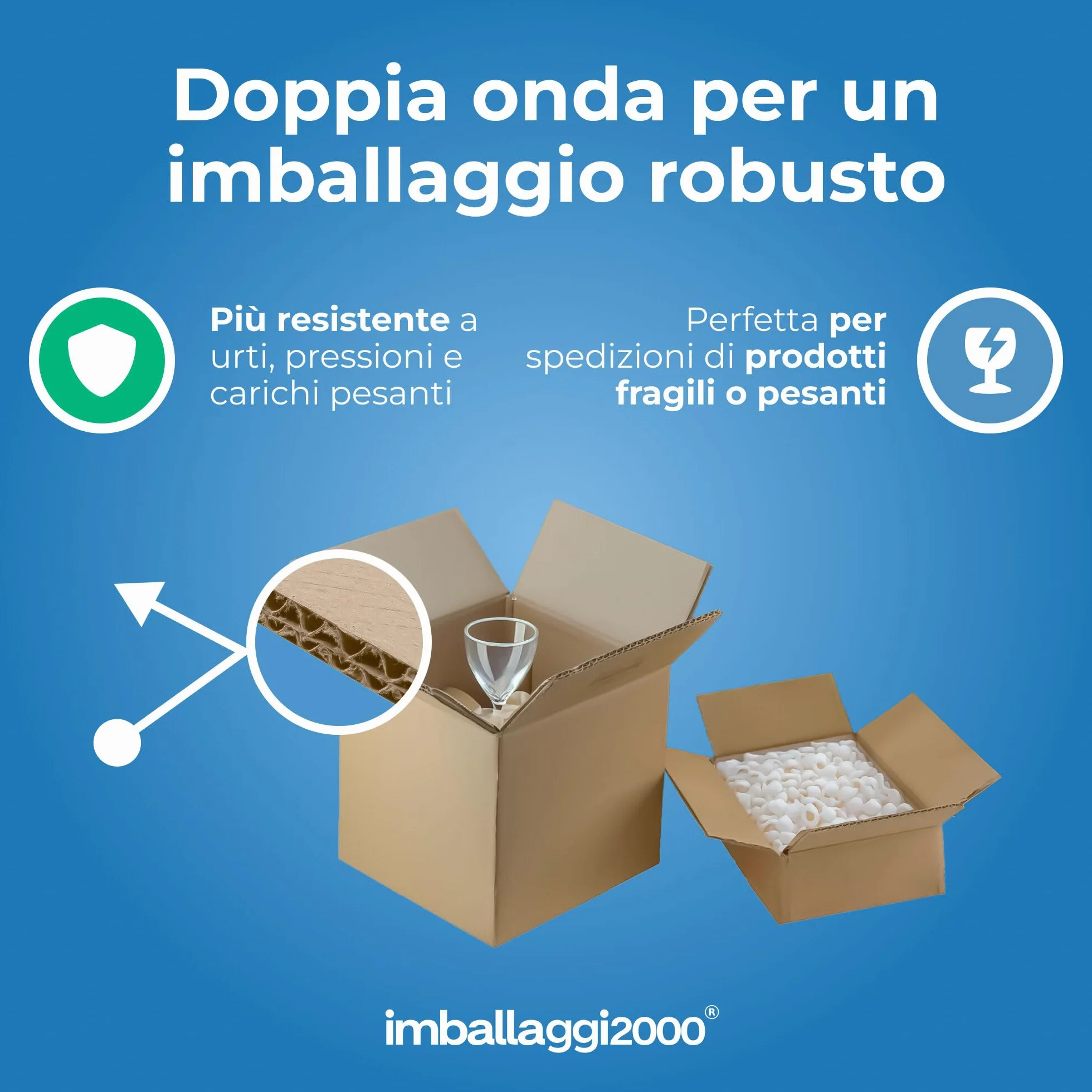 IMBALLAGGI 2000 - Scatole da spedizione 50x50x50 cm - Pacco da 5 pezzi - Scatola di Cartone a Doppia Onda resistente colore Marrone - Imballaggi per Spedizione Trasloco Stoccaggio
