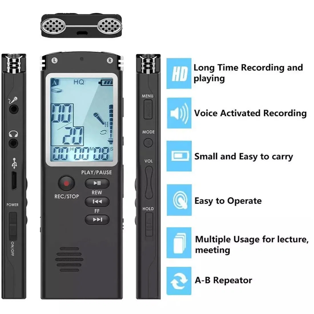 Ghost Hunting EVP, registratore vocale digitale da 8 GB, attrezzatura paranormale, registratore vocale digitale, mini spia professionale dittafono registrazione audio con WAV, lettore MP3