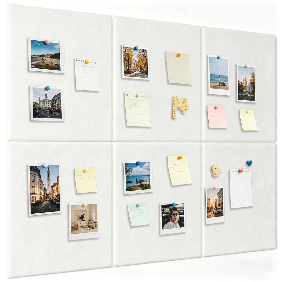Bacheca moderna in feltro, 60 x 90 cm, bianca, grande, autoadesiva, in feltro, da parete, per foto, bacheca in sughero, bacheca promemoria, bacheca decorativa per cameretta dei bambini