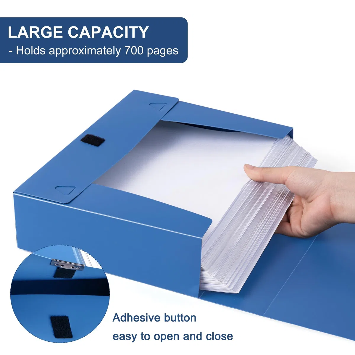 Scatola Archivio A4, 5 Pezzi Scatola Archivio con Coperchio, Dorso da 75 mm, Scatola per Documenti in plastica, Raccoglitori Documenti per Ufficio, Scuole (Blu)