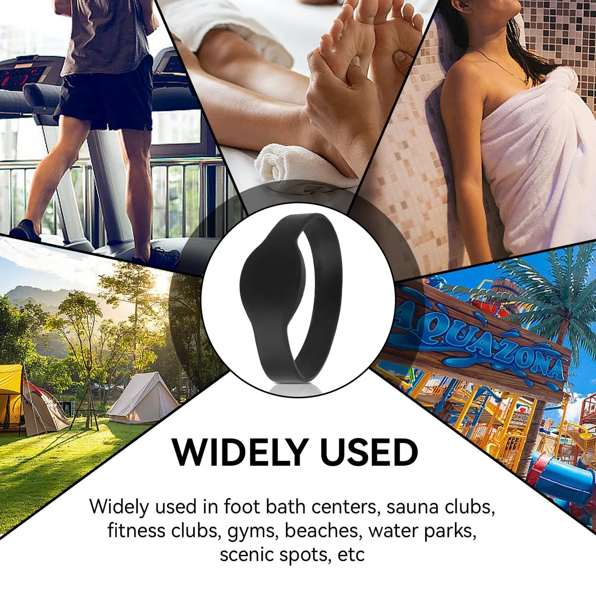 Agatige RFID Wristband, 10 Pezzi 13,56 MHz Carta D'identità Braccialetti in Silicone Scheda IC Impermeabile con Cinturino, Utilizzata per Controllo degli Accessi, Piscina, Sauna(Nero)