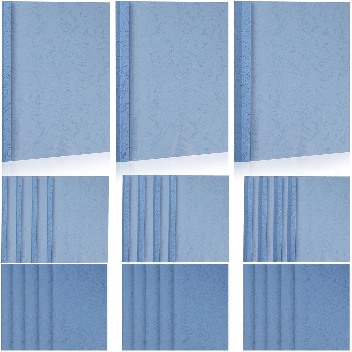 Cartelline Termiche A4 in PVC - 15 Fogli Con Copertina, 3mm (16-25), 6mm (36-50), 8mm (51-70) - Blu