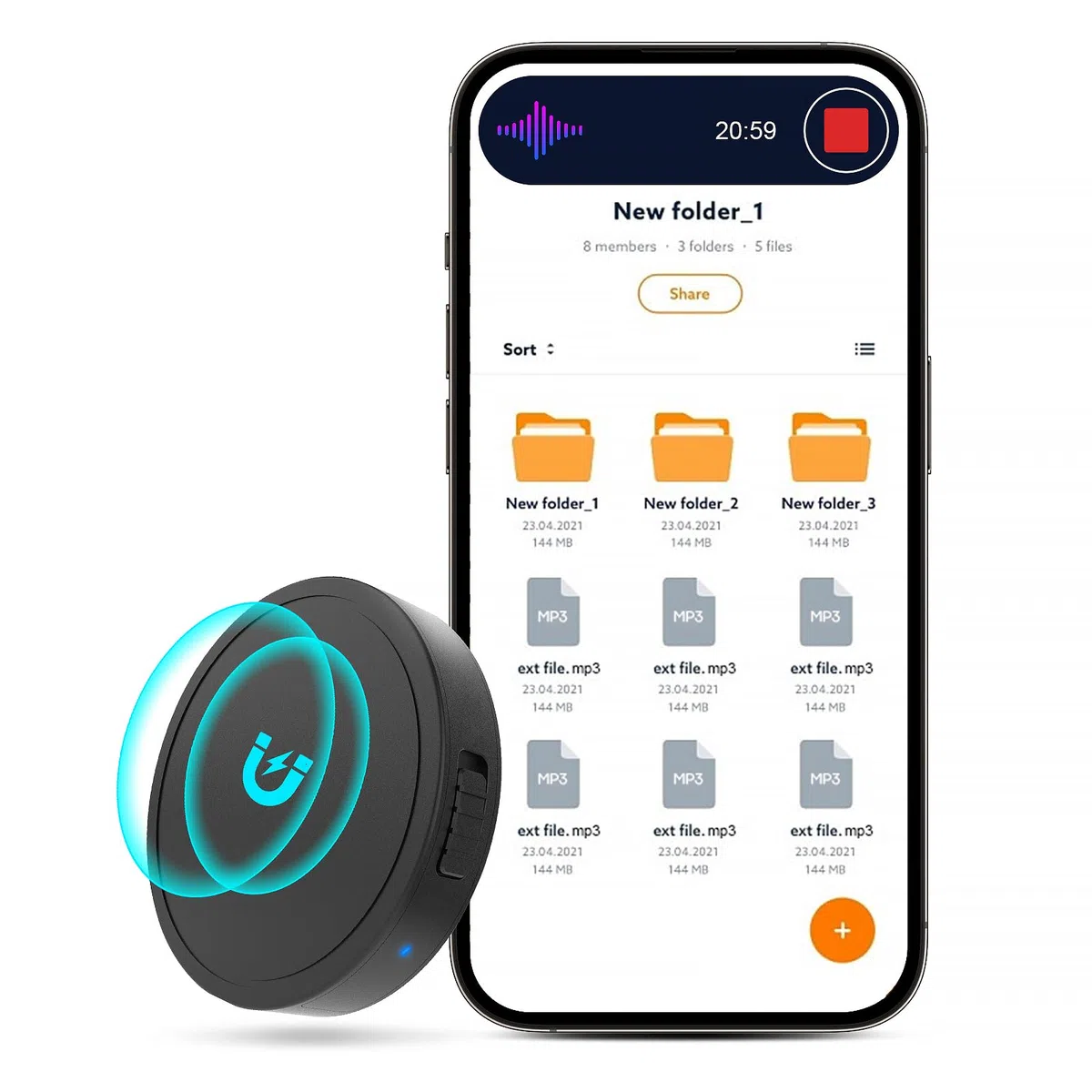 Spy - Mini registratore audio 4K con attivazione vocale, nascosto, lunga capacità di archiviazione di 94 ore (8 GB), 20 ore di registrazione, data e ora, facile da usare, registratore digitale