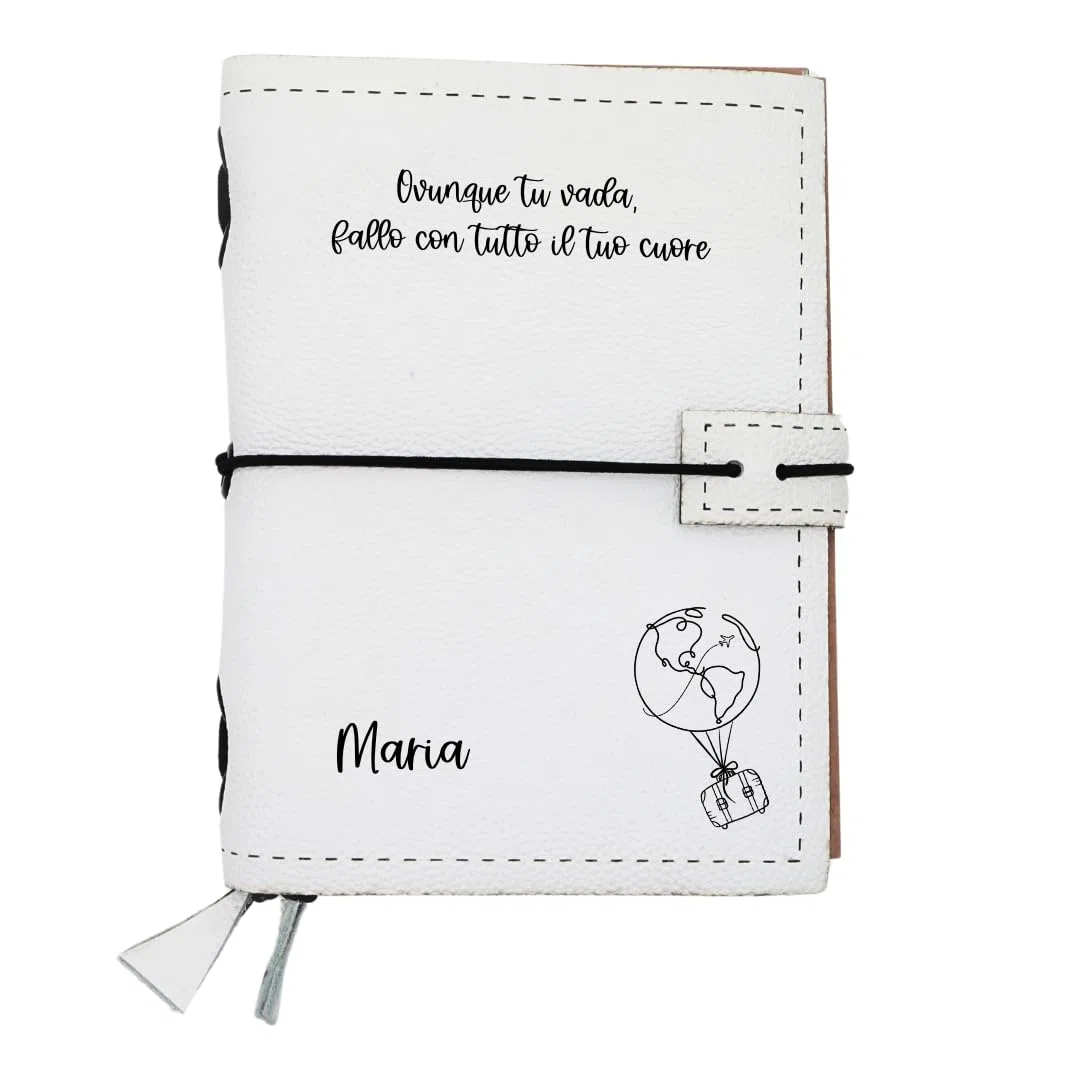 Diario di viaggio Personalizzabile: Taccuino in pelle A6 con 3 quaderni, 14x11cm. Ideale come Taccuino da viaggio tascabile stile Midori. Idea regalo per sposi, amici, maestre, mamma, colleghi