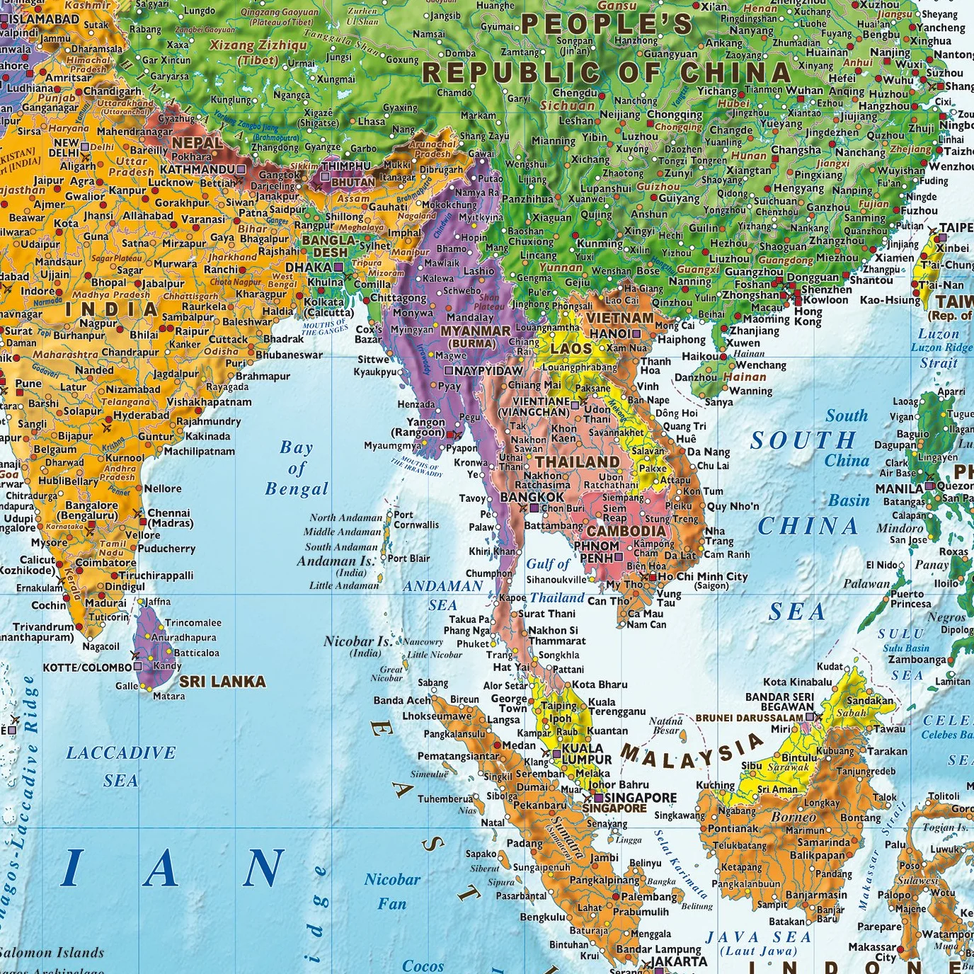 Close Up Poster XXL Mappa del Mondo con Bandiere - Versione attuale (140cm x 100cm) - in Inglese