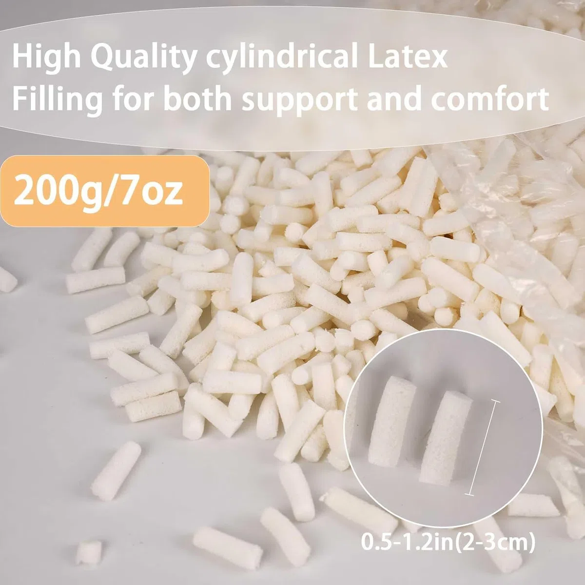 Talatex Imbottitura in lattice naturale triturato, 210 g, imbottitura sfusa e imbottitura per cuscini, 100% lattice naturale, supporto e antipolvere, per lavori fai da te, letti e cuscini per animali