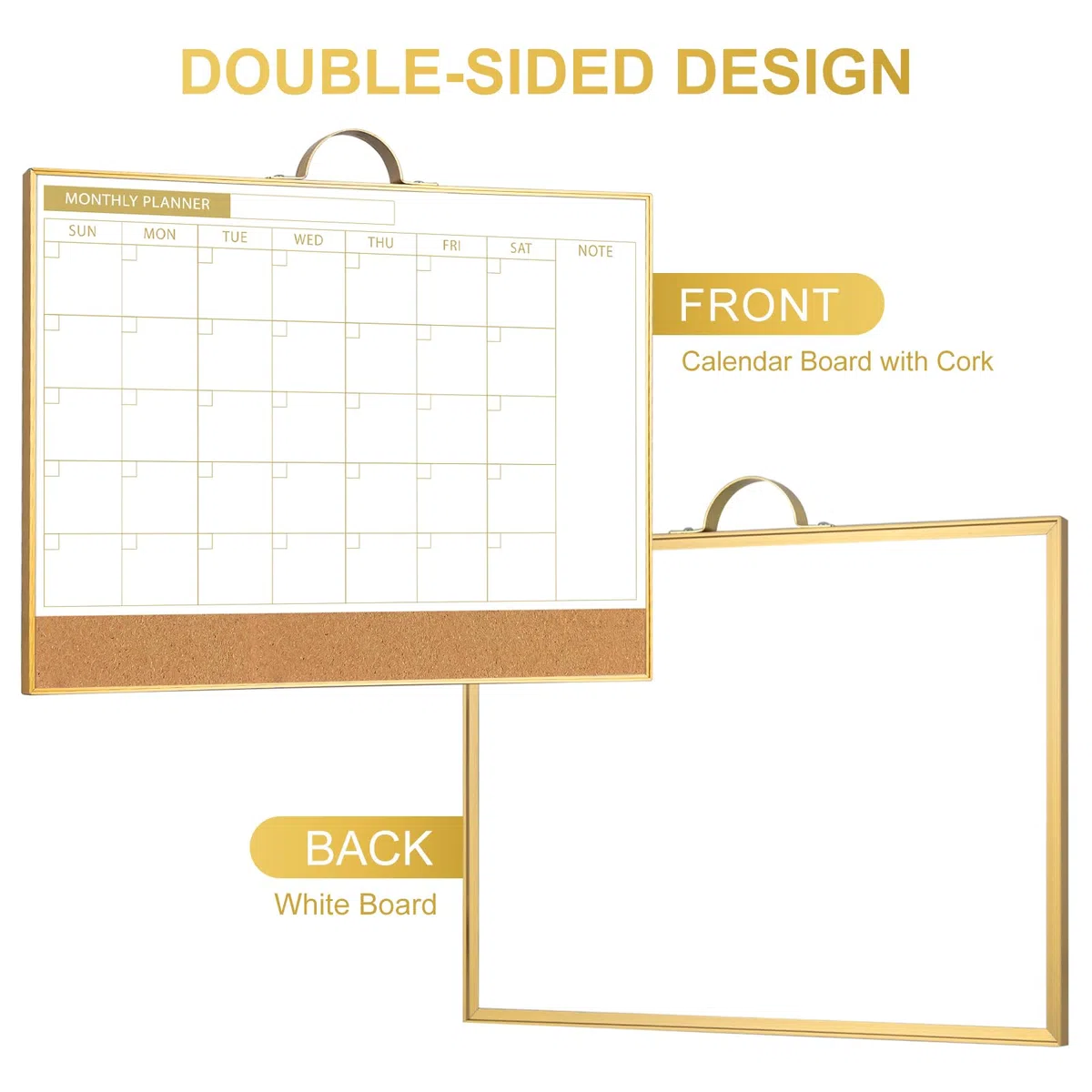 ARCOBIS Calendario cancellabile a secco con lavagna in sughero da parete, 30,5 x 40,6 cm, calendario bifacciale e lavagna magnetica mensile per casa, ufficio, scuola