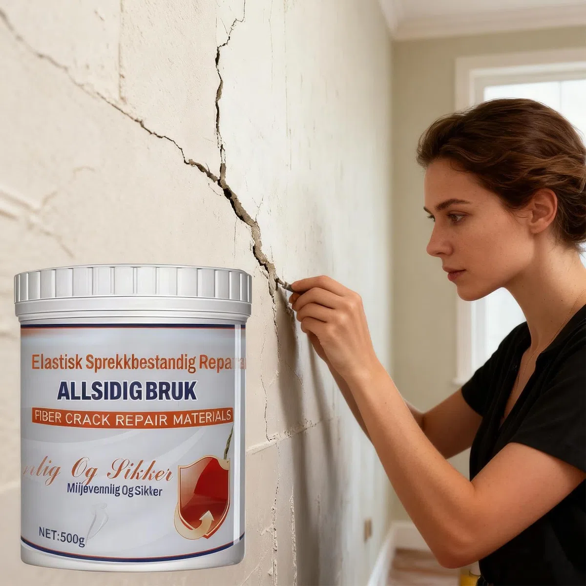 Pasta per Riparazione Pareti | Pasta Riparante Anti Crepa - 500 g Stucco per Buchi Pareti Alta Resistenza | per Cucina Bagno Soggiorno Interni Calcestruzzo Legno resina Metallo