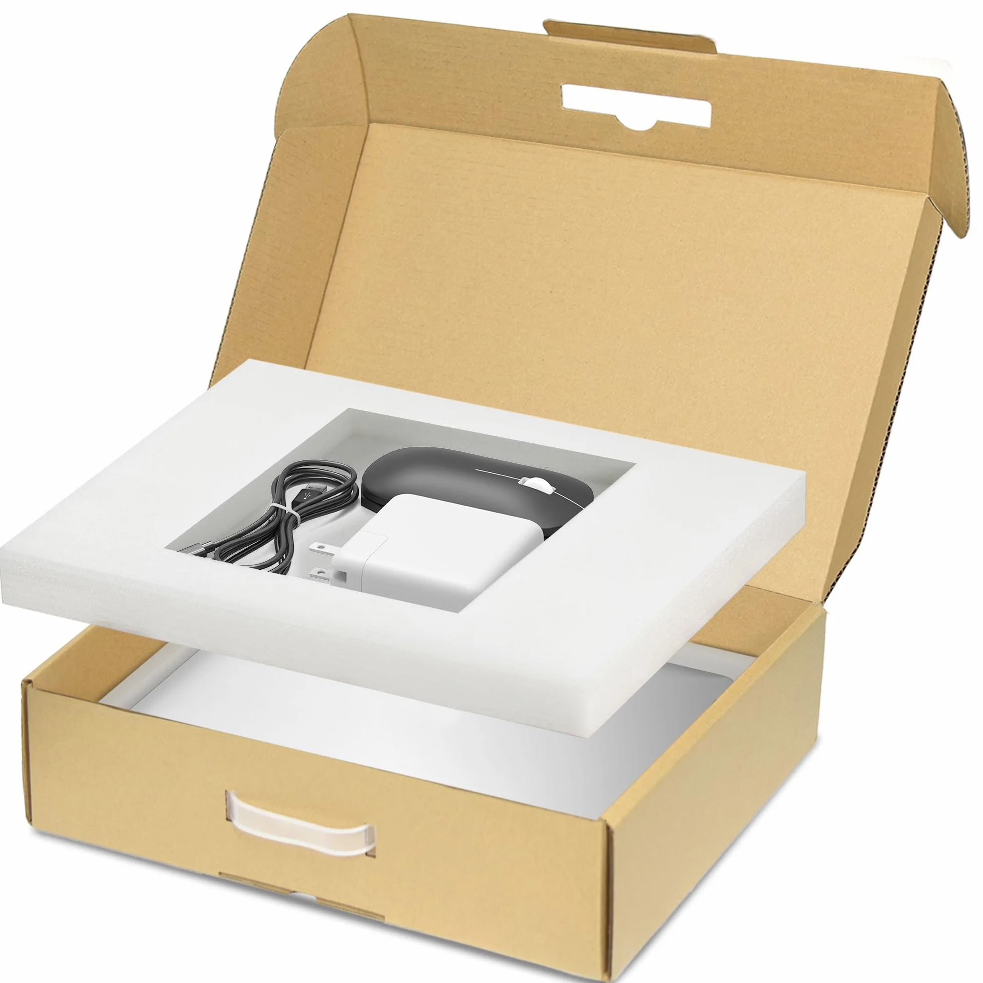 Scatola di spedizione per laptop con schiuma protettiva per notebook fino a 17 pollici, scatola di cartone per la spedizione, cassetta postale sicura