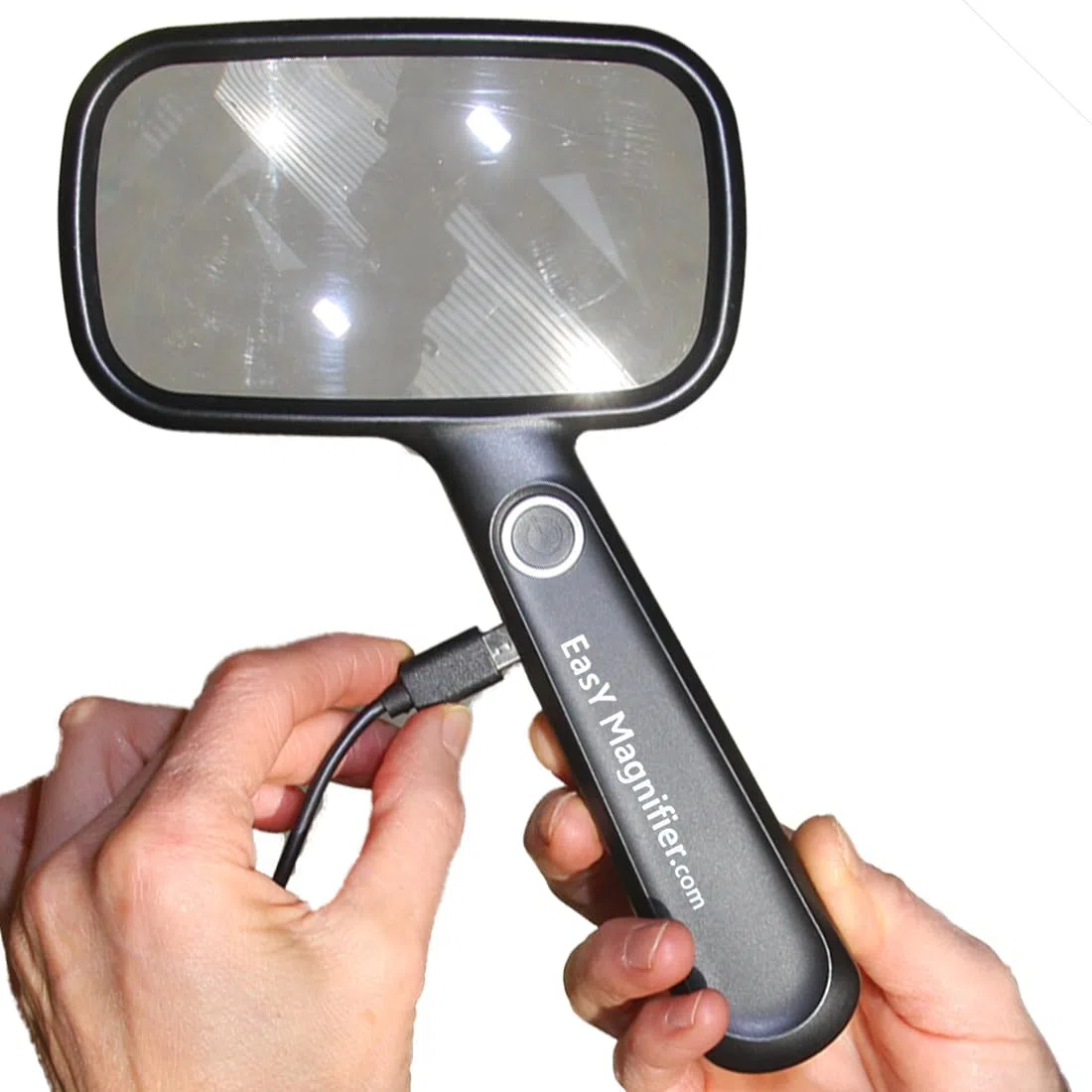 EasY Magnifier Lente d'ingrandimento 2.0X con luce a LED per Buecher; lente d'ingrandimento grande con batteria e cavo di ricarica USB; lente d'ingrandimento ricaricabile per leggere, lente