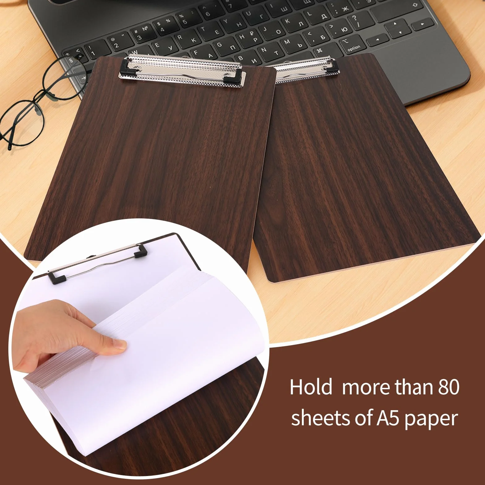 [10 Pezzi]A5 Portablocco di Legno,Portablocchi con Clip in Metallo,Clipboard Appunti Porta-pad Lavagna da Scrittura