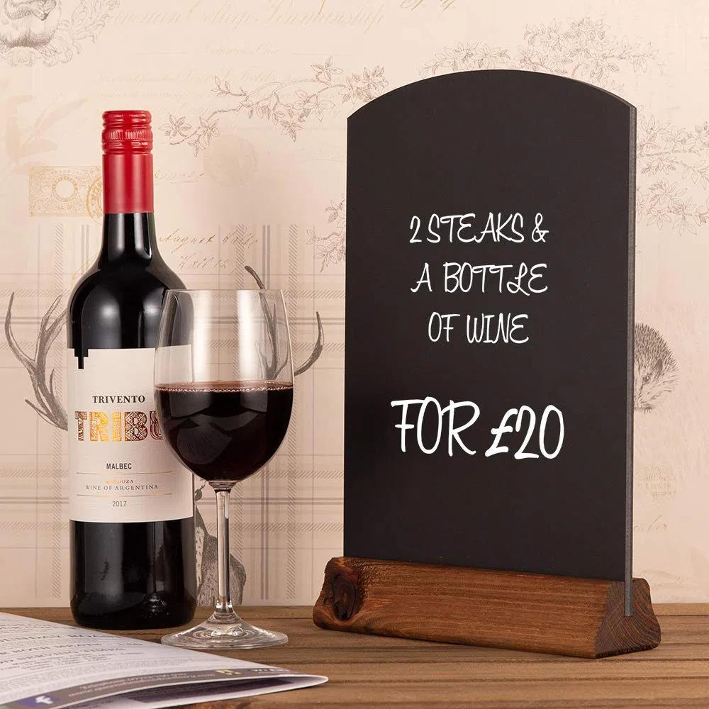 Chalkboards UK - Lavagna da Tavolo con piedistallo in Legno, Formato A4, Confezione da 5, Colore: Marrone Rustico, 36 x 24 x 22 cm