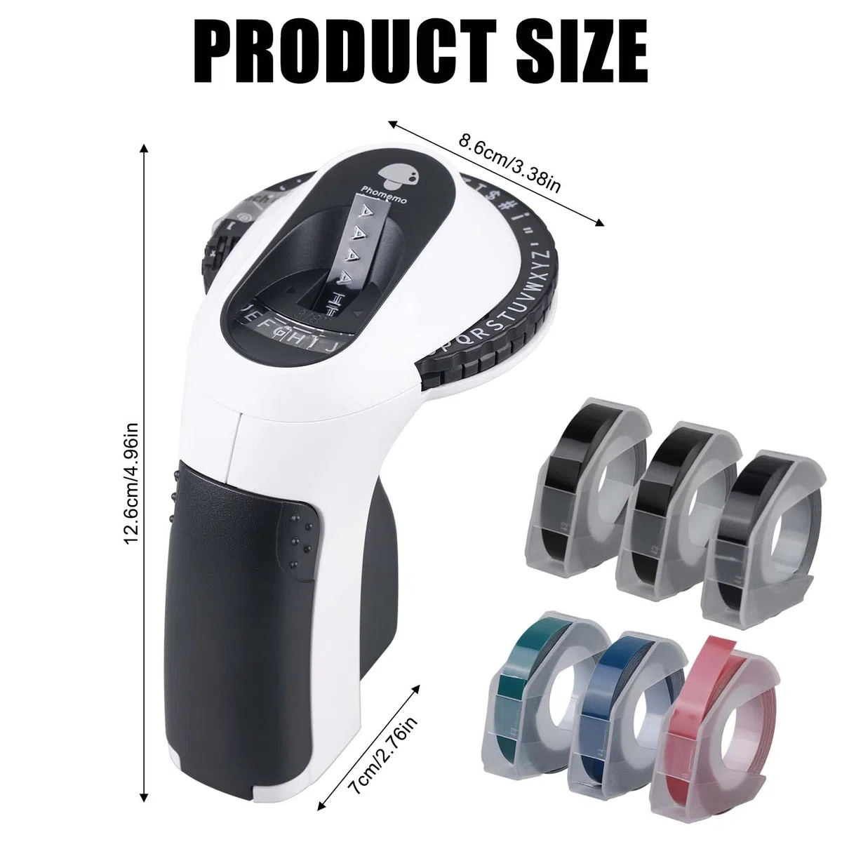Etichettatrice, etichettatrice 3D E975 con 6 rotoli, etichettatrice portatile, etichettatrice portatile con goffratura, stampante per etichette per casa, ufficio