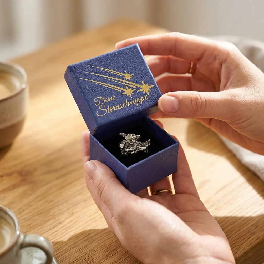 Makai - Vero meteorite, stella cadente con certificato di autenticità, confezione regalo, biglietto personalizzato con dedica
