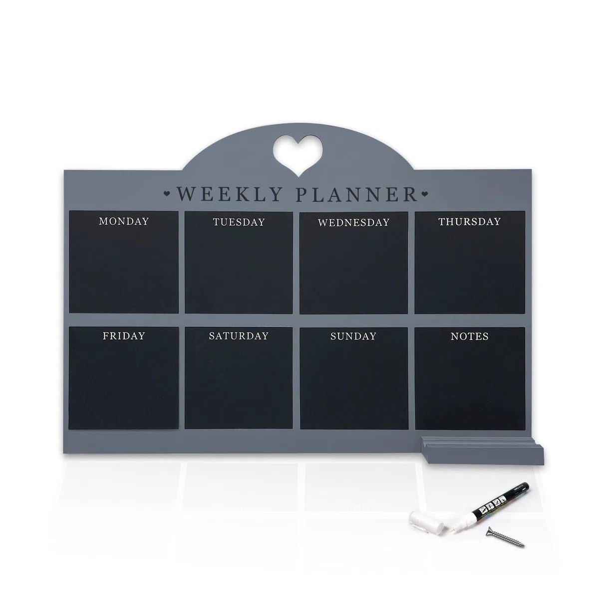 Empire - Agenda settimanale e menù per cucina, planner da lavoro, da parete, con penna, lista delle cose da fare, cancellabile a secco, con panno bianco, per ufficio e casa (standard, blu)
