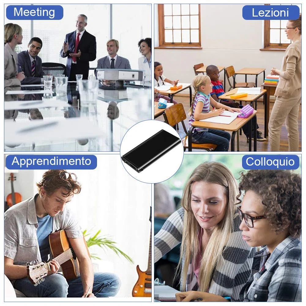 Registratore Vocale Portatile H+Y fino a 192 ore, 16GB Micro Registratore con Attivazione Vocale, Ricaricabile USB e funzioni MP3 Ideale per Conferenze, Riunioni, Interviste, Discorsi