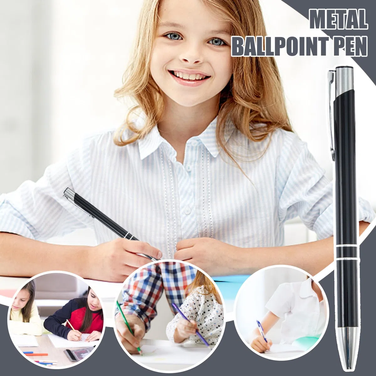 Penna professionale, 50 penne in metallo, multifunzione, con clip argentata, cancelleria alla moda per studenti, insegnanti, professionisti, riunioni, diari di nozze