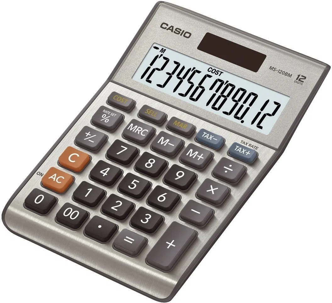 Casio MS-120BM Calcolatrice da Tavolo, Display a 12 Cifre, Calcolo Profitto, Calcolo Imposte