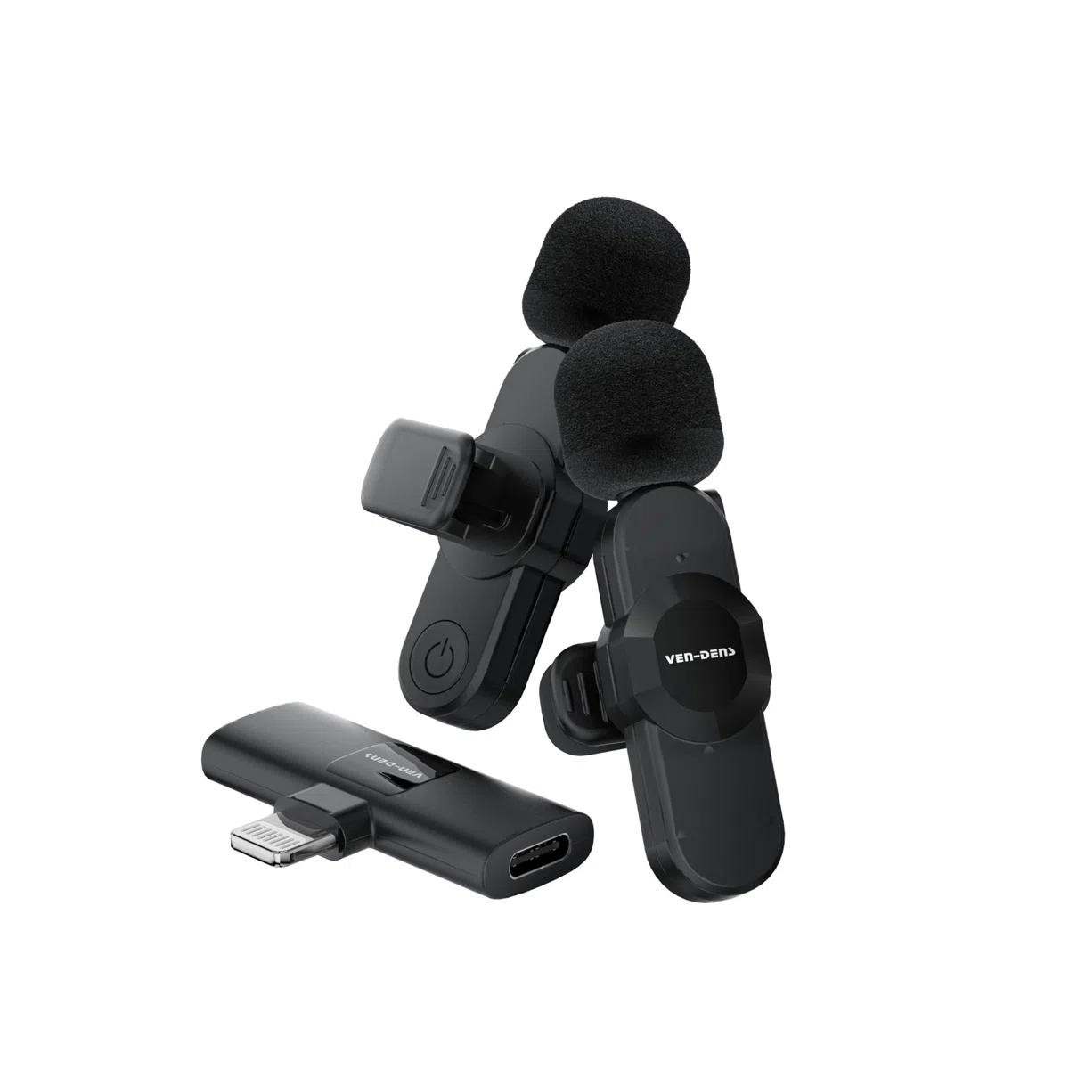 Microfono Lavalier wireless compatibile con iPhone/iPad e dispositivi di tipo C. 4 varianti disponibili con 2 varianti con variante Lightning e variante Tipo C (Plug and Play) (IOS - 2 Mic)