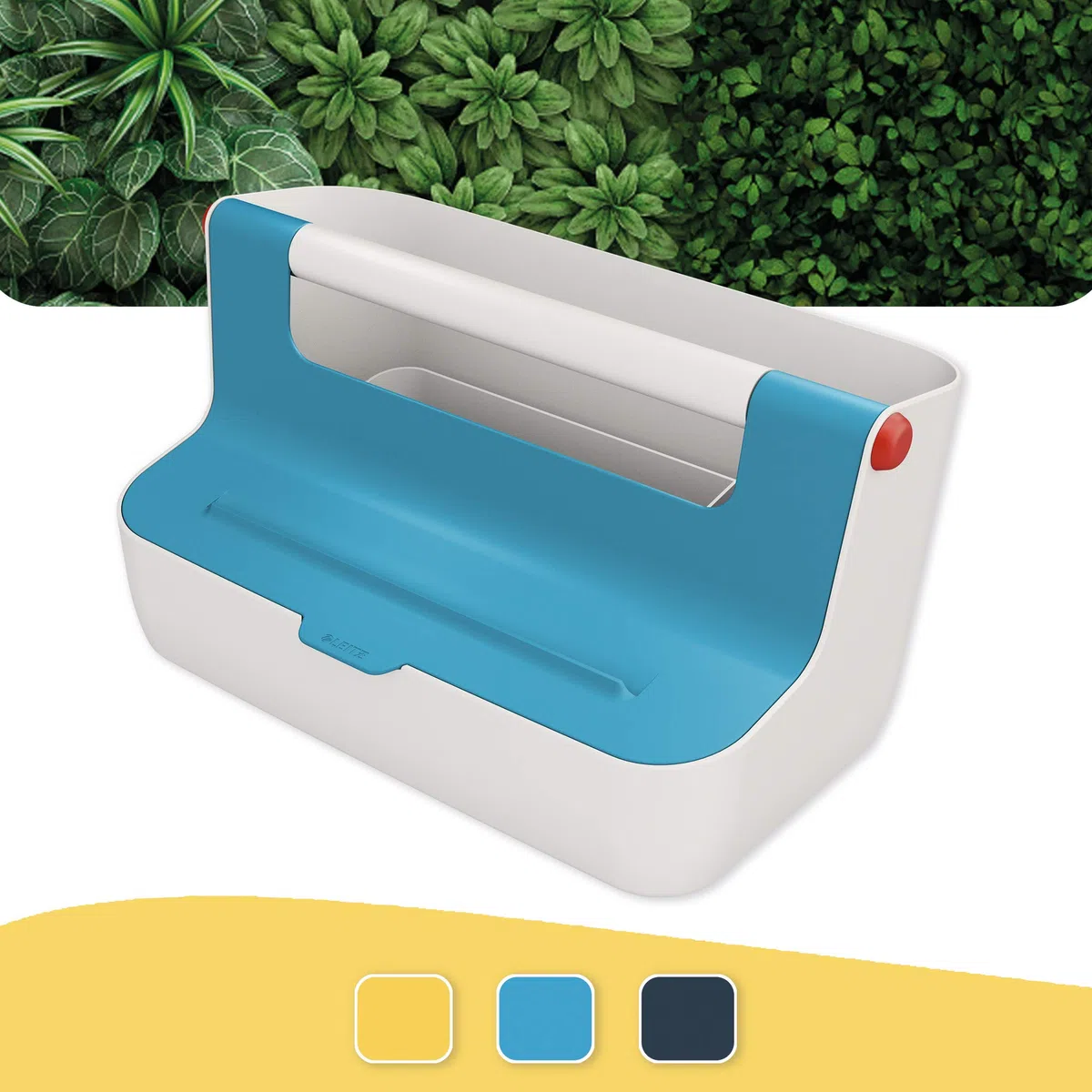Leitz Cassetta portaoggetti con maniglia, Gamma Cosy, per la Casa, l'Ufficio o l'Hot Desking, con scomparti per l'organizzazione del contenuto, Blu Calmo, 61250061