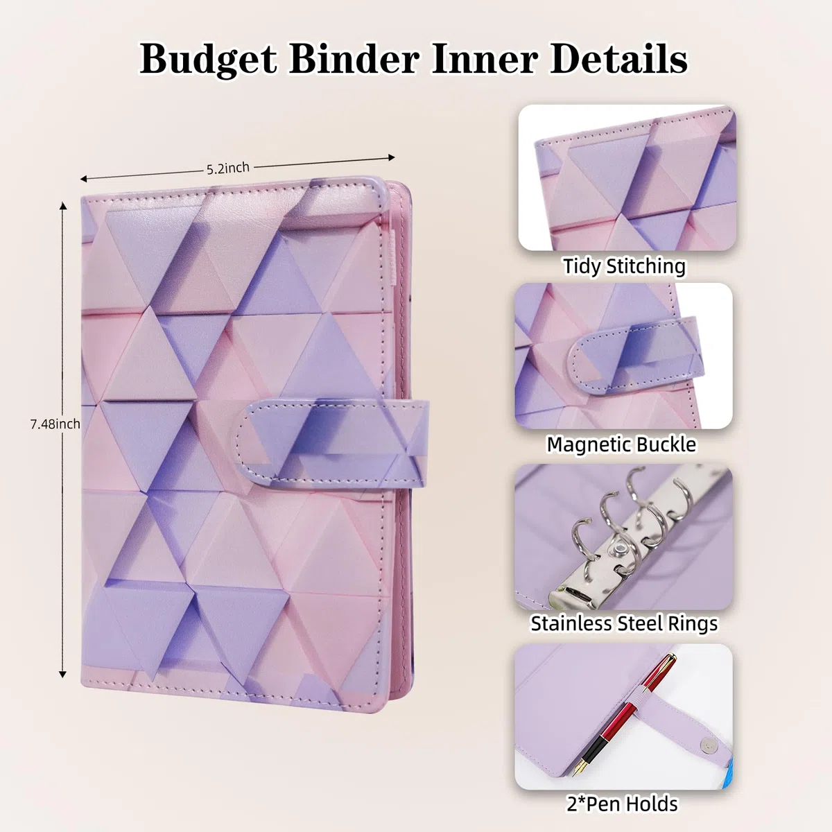 Quaderni con spirale A6 Durevoli, 5 Soggetti, Carta con Righe Universitarie, Copertina Resistente all'Umidità, Scuola, Ufficio, Business, Professionale, Rosa