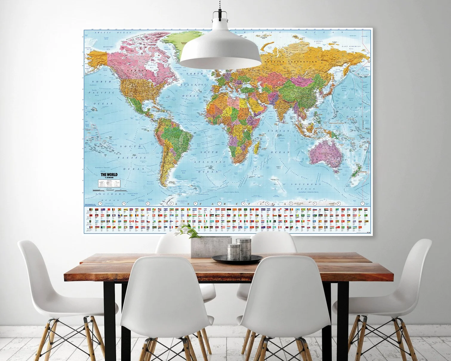 Close Up Poster XXL Mappa del Mondo con Bandiere - Versione attuale (140cm x 100cm) - in Inglese