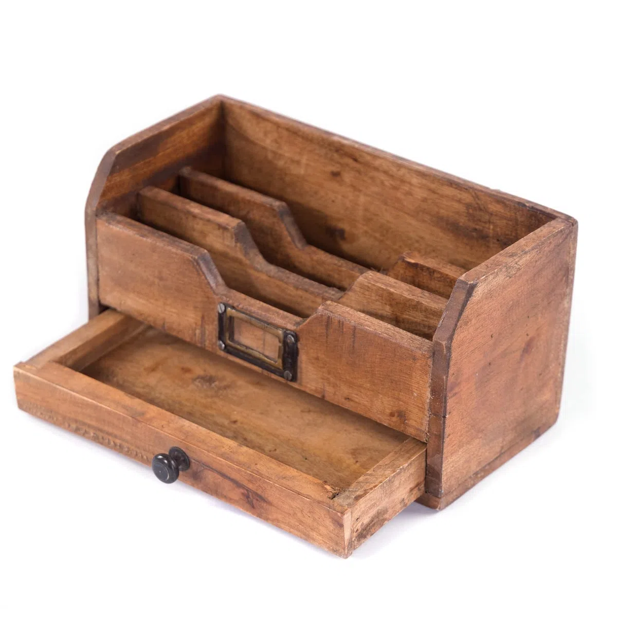 DESIGN DELIGHTS Vassoio per Lettere Juna | Legno di Mogano, 3 Scomparti con cassetto, 25 cm | Raccoglitore di Lettere, organizzatore per Ufficio, Porta Lettere, Documenti