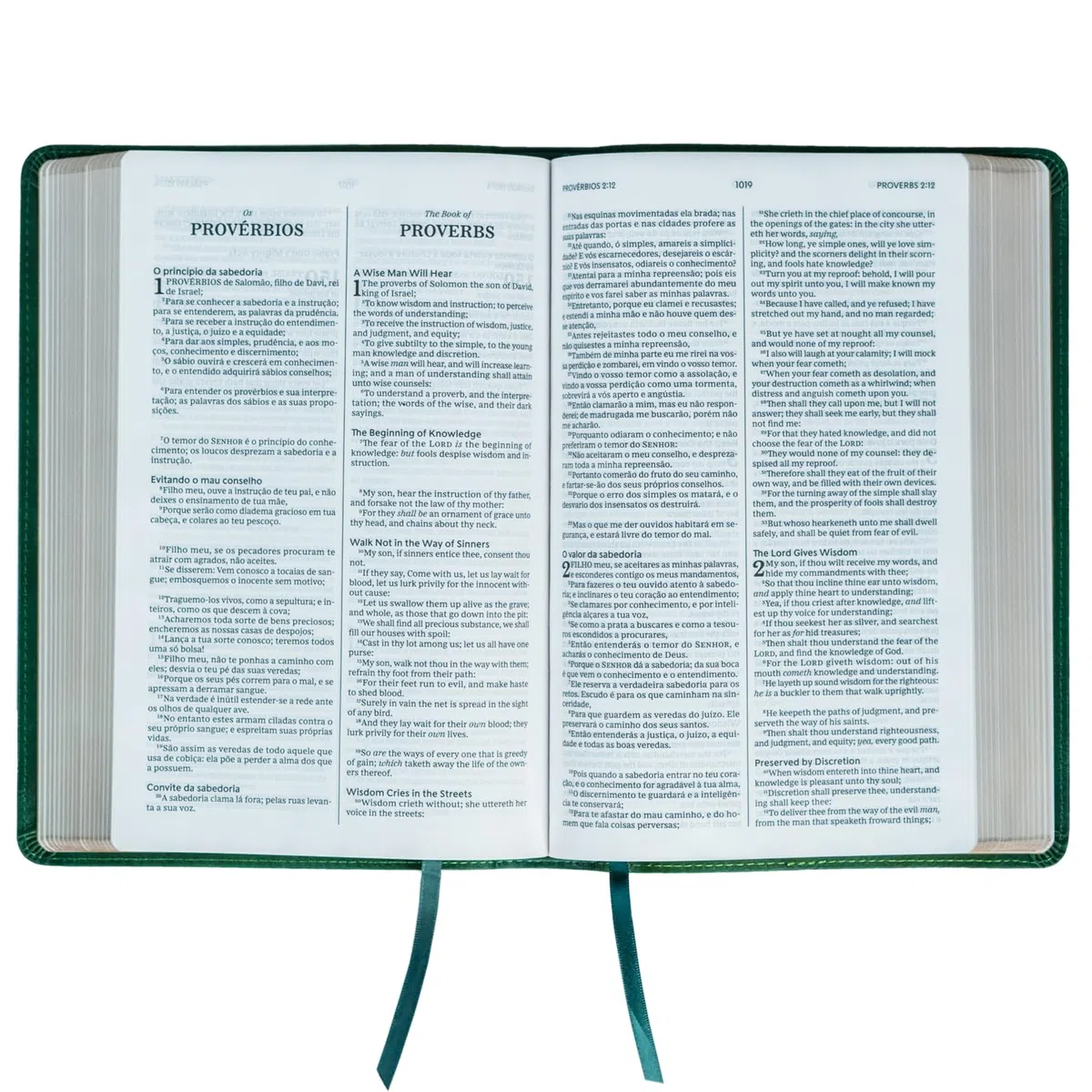 Bíblia Bilíngue, Português/Inglês, ACF/KJV, Couro Soft, Verde, Leitura Perfeita