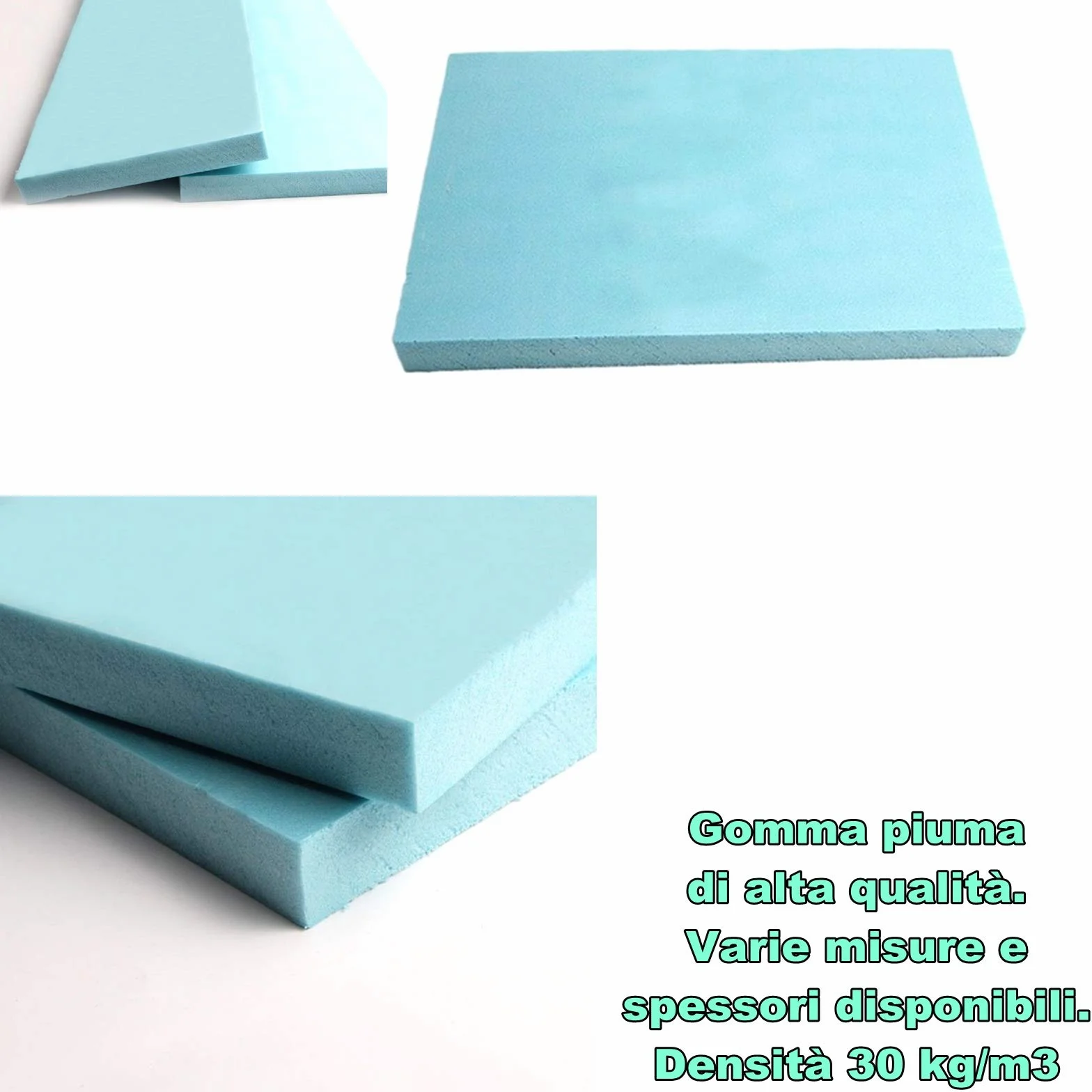gomma piuma per imbottitura schiuma espansa per cuscini divani sedie pallet da giardino protezione imballaggio modellismo densità 30 kg/m3 (40x40x2,5 cm (x 2 pezzi), azzurro)