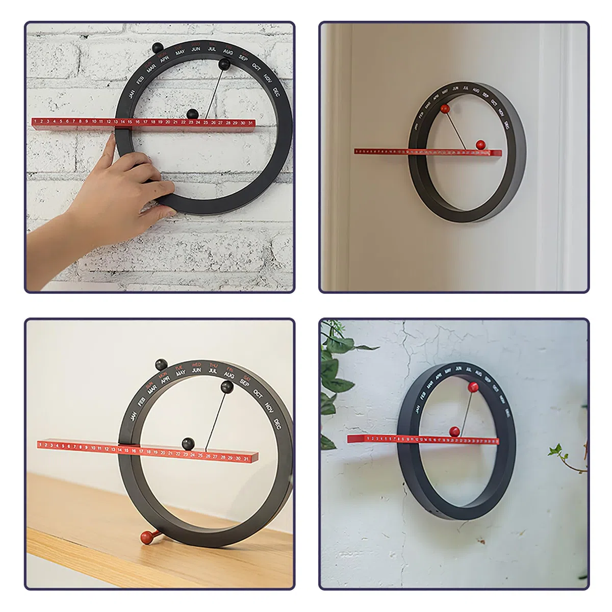 ALLOMN Calendario Magnetico, Calendario da Tavolo Creativo Calendario Magnetico a Sfera Interessante Manuale Calendario Perpetuo con 3 Supporti Magnetici Stabili per Casa Ufficio Decorazione Desktop