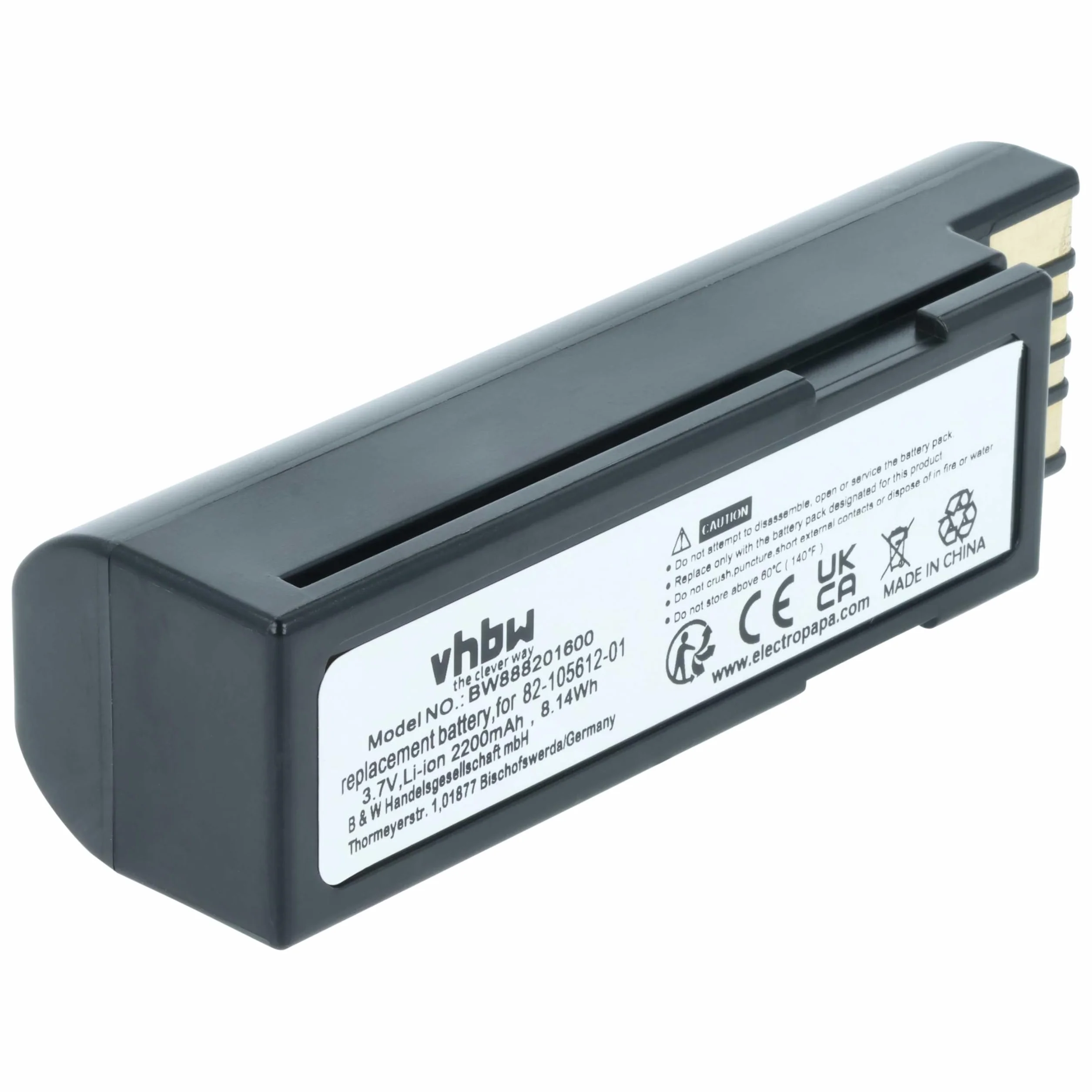 vhbw batteria sostituisce Zebra 82-166537-01, BTRY-36IAB0E-00 per lettore di codici a barre, POS (2200mAh, 3,7V, Li-Ion)