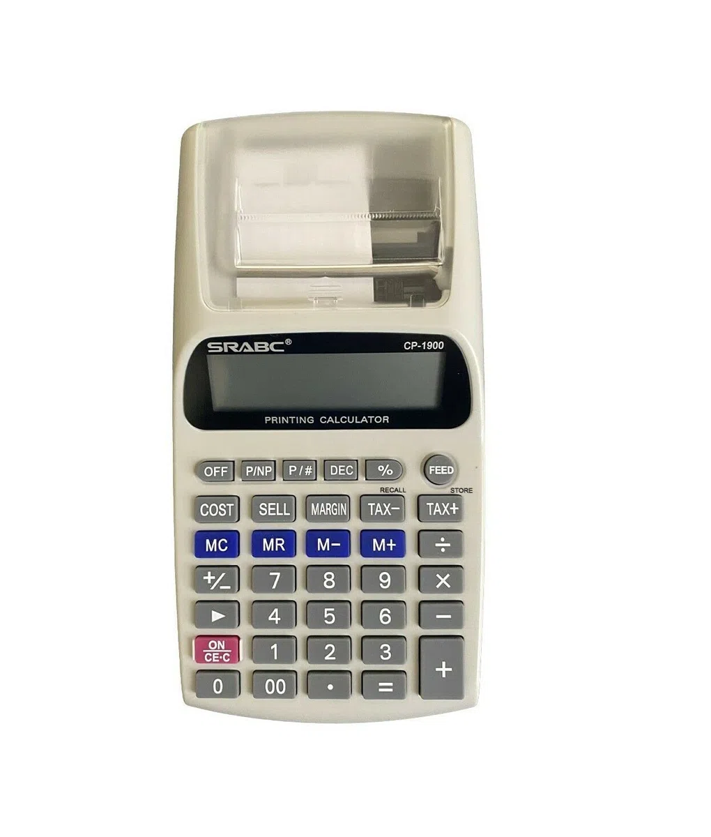 Calcolatrice scrivente,con Stampante per scontrini Non fiscale con Display LCD a 12 cifre per aziende, Negozi, attività Dimensioni: 19 x 9,5 cm