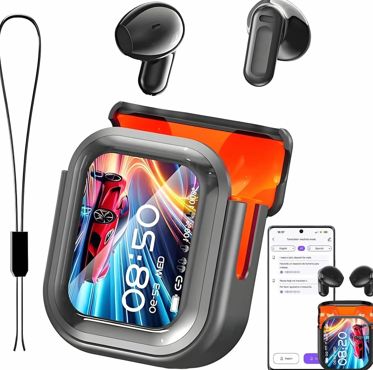 NE20 Cuffie Traduzione Simultanea con AI, 135 Lingue Auricolari Traduttore Simultaneo con 6 Modalità, Bluetooth 6.0, Schermo Touch, 60 Ore Autonomia, per Viaggi, Riunioni e Studio