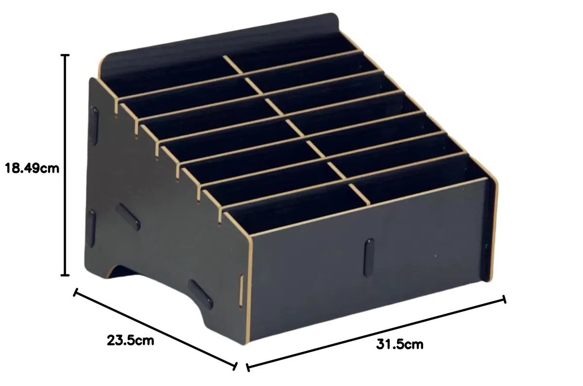 14 griglie per cellulare, cellulare, per scuola, hotel, in legno, per telefoni cellulari, aule, ufficio, scuola (nero, 14 griglie)