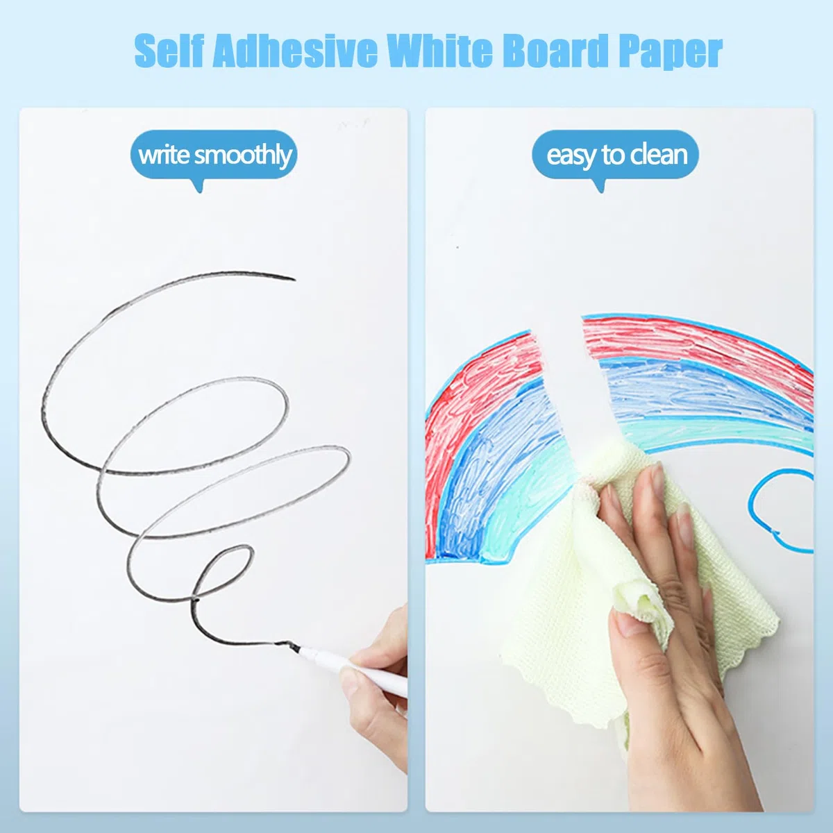 Lavagna bianca adesiva da parete 60 x 200 cm multifunzione ardesia cancellabile grande adesivo da parete rullo adesivo Whitebord pennarello per la scuola ufficio casa frigorifero