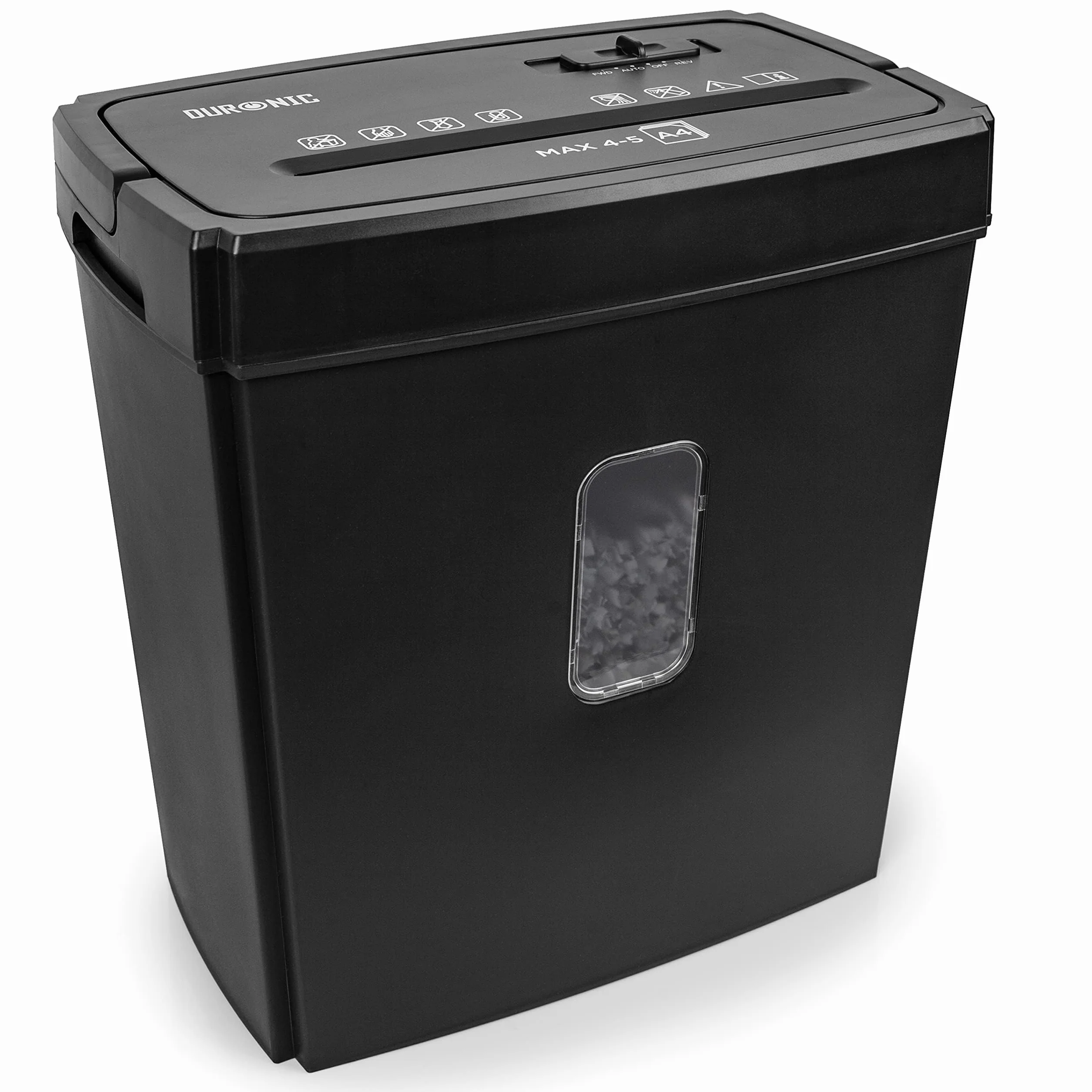 Duronic PS657 Distruggidocumenti Elettrico Taglio Incrociato 170W, Capacità 15L, Distrugge fino a 5 Fogli A4, Trituratore di Carta per Casa e Ufficio, Cestino Rimovibile Silenzioso e Compatto