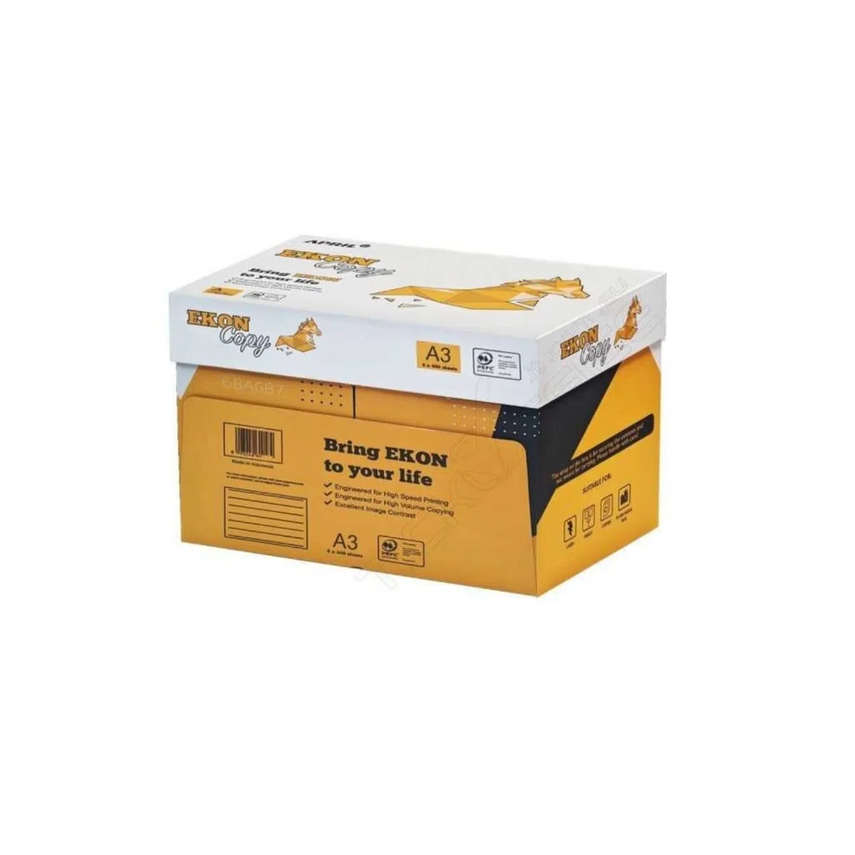 Ekon Copy carta Formato A3-42x29,7cm 80 gr, per ufficio, stampa e fotocopie - Conf. 5 risme da 500 fogli