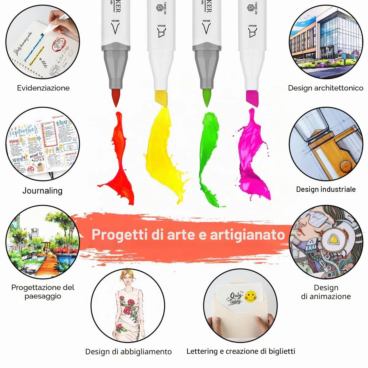 Pennarello ad alcool - 53 colori di pennarelli ad alcool (punta a scalpello e a pennello) +1 pennarello blender incolore - Pennarello professionale a pennello per disegno artistico