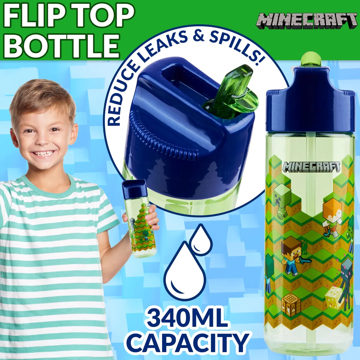 Minecraft Porta Merenda Bambino con Scomparti e Borraccia per Scuola e Gite